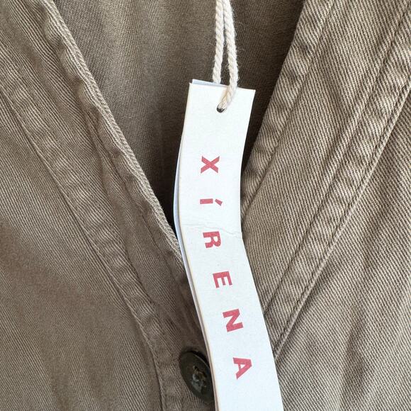 New Xirena Wylder Jumpsuit Olive Green Button Belted Pockets Straight Leg Sz M - Picture 7 of 11